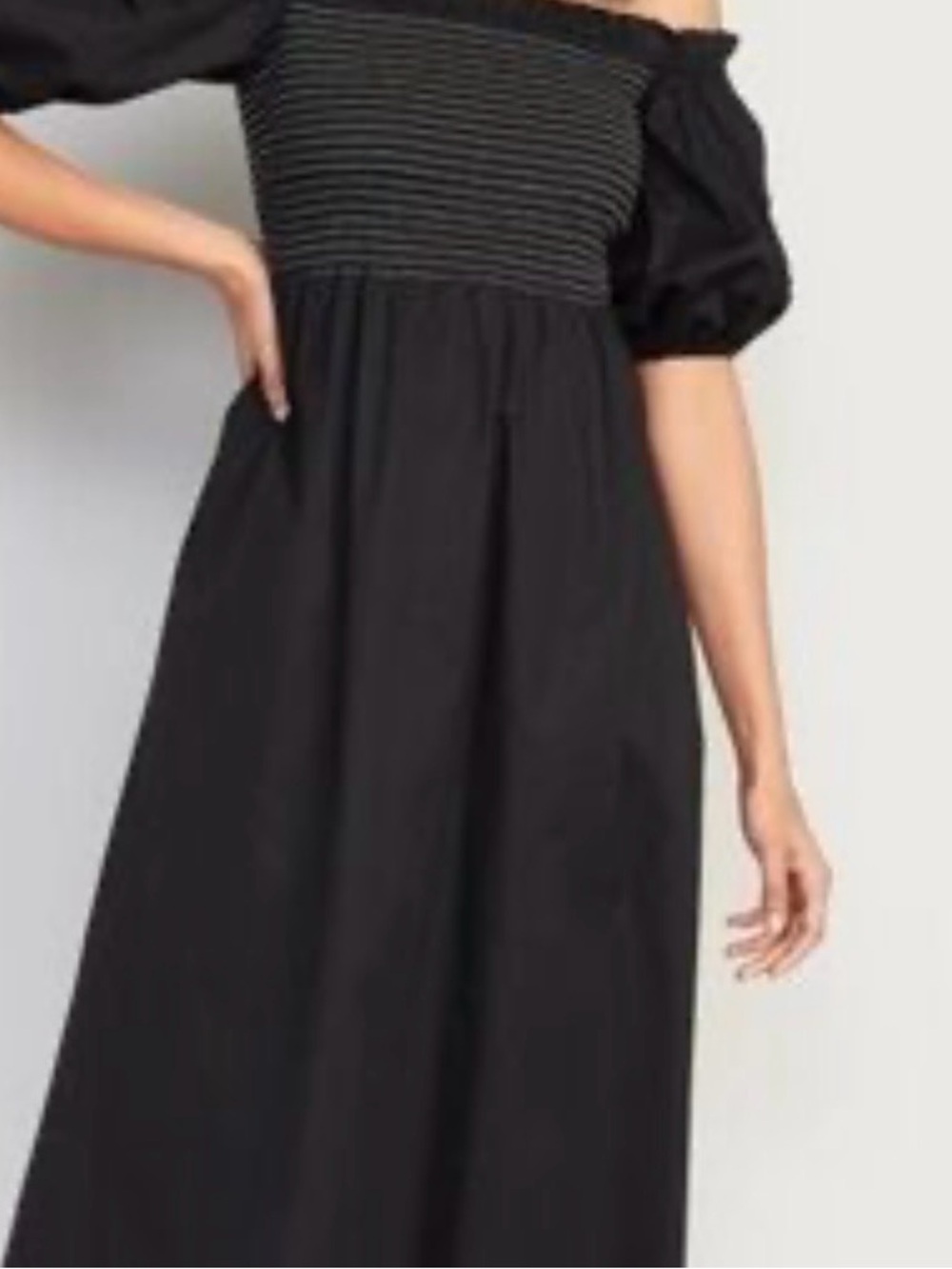Old Navy Black One-Shoulder Smocked Midi Dress
